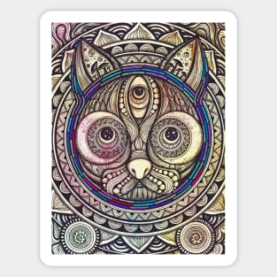 Luna Cat Mandala Art Sticker